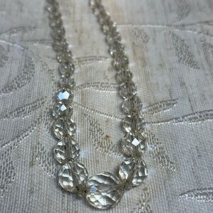 Classic vintage graduated faceted bead necklace. 15” marked sterling.‎